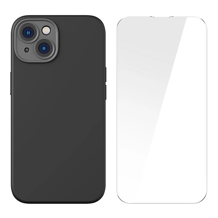 Baseus Liquid Silica Gel iPhone 14 Plus 6.7 Magsafe Silikon Kılıf + Tempered Ekran Koruyucu Set-(1903)