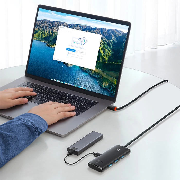 Baseus Lite Series 4 Portlu Type-C to USB 3.0 HUB Adaptör 25cm-(1903)