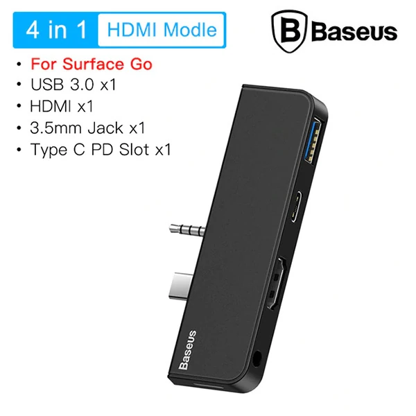 Baseus Multifunctional HUB Surface Go(Type-C+Audio to HD4K+USB3.0+Type-C(data)+Audiok-(1903)