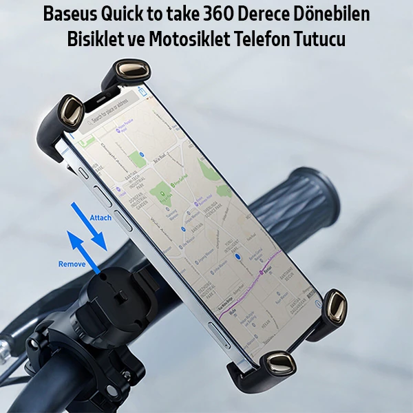 Baseus Quick to take 360 Derece Dönebilen Bisiklet ve Motosiklet Telefon Tutucu-(1903)