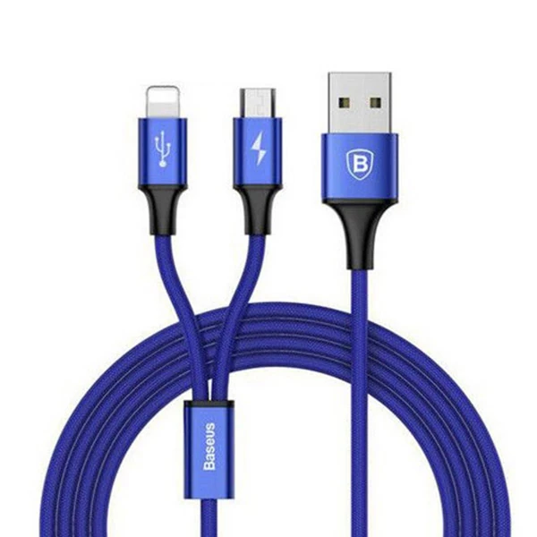 Baseus Rapid Series 2in1 İphone+ Micro Usb 3.0A Usb Kablo Şarj 120cm-(1903)