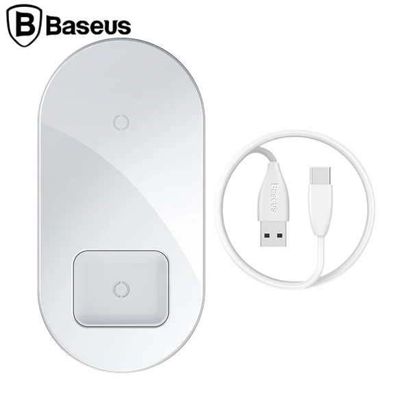 Baseus Simple 2in1 Kablosuz Wireless Şarj 18W iPhones+iPods-(1903)