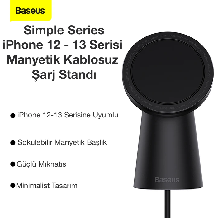 Baseus Simple iPhone 15-14 -13-12 Serisi Manyetik Kablosuz Şarj Standı-(1903)