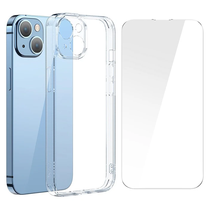 Baseus SuperCeramic Series iPhone 14 6.1 Koruyucu Cam Kılıf + Full Tempered Ekran Koruyucu Set-(1903)