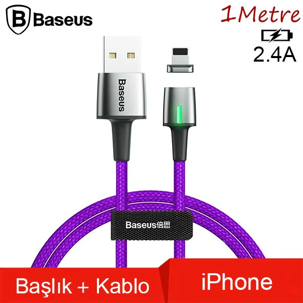 Baseus Zinc Magnetic Usb Kablo Şarj İPhone 14-13-12-11 1Metre-(1903)