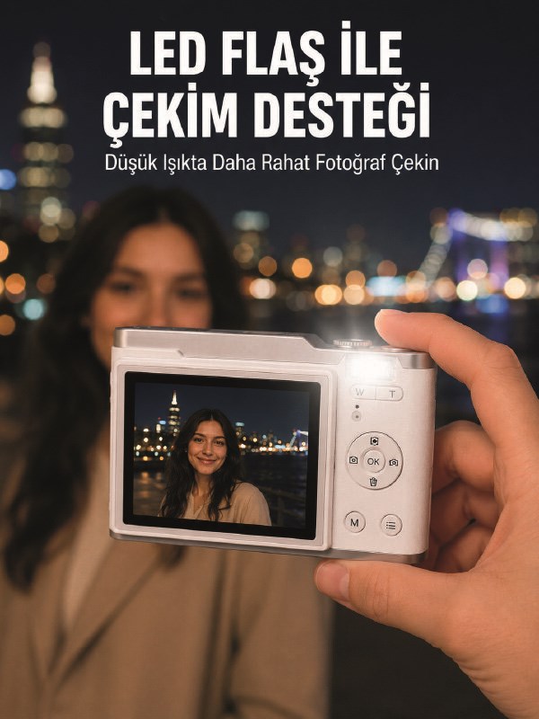 Beyaz 4K Video Kayıtlı 48 MP Dijital Fotoğraf Makinesi Otomatik Odaklama