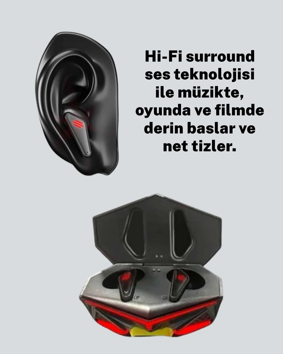 Bluetooth 5.0 Kablosuz Gaming Kulaklık Ergonomik Tasarım