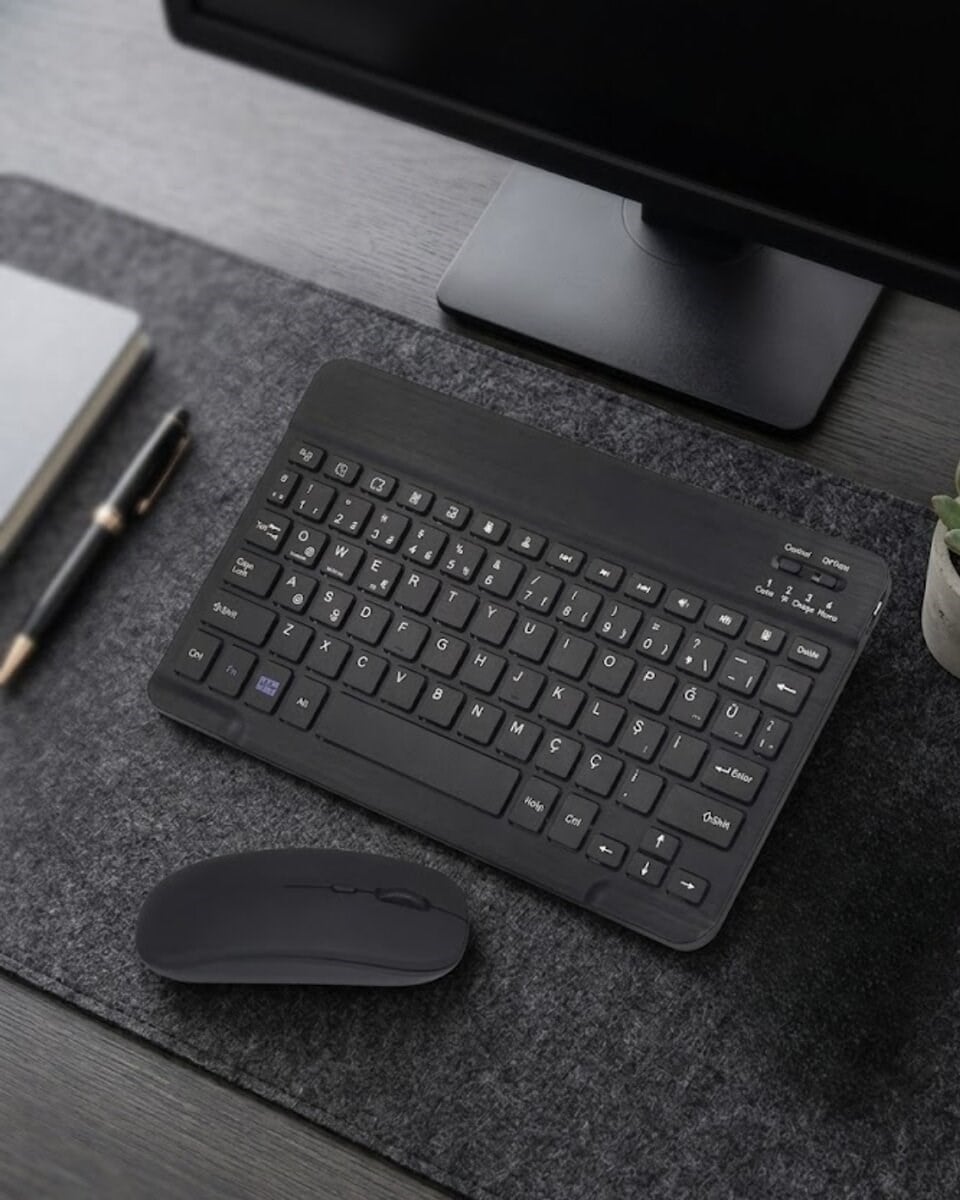 Bluetooth Klavye Mouse Seti Taşınabilir Wireless Bilgisayar Aksesuarı