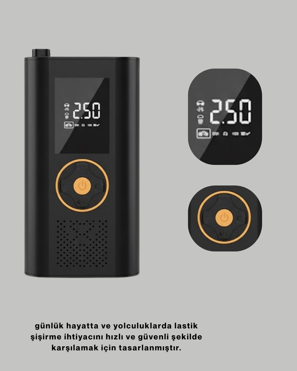 Çok Amaçlı Dijital Lastik Pompası Araç Bisiklet Top Uyumlu Yeni Nesil