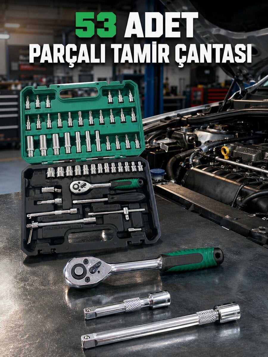 Çok Uçlu ve Farklı Ölçülü 53 Parça Alet Seti