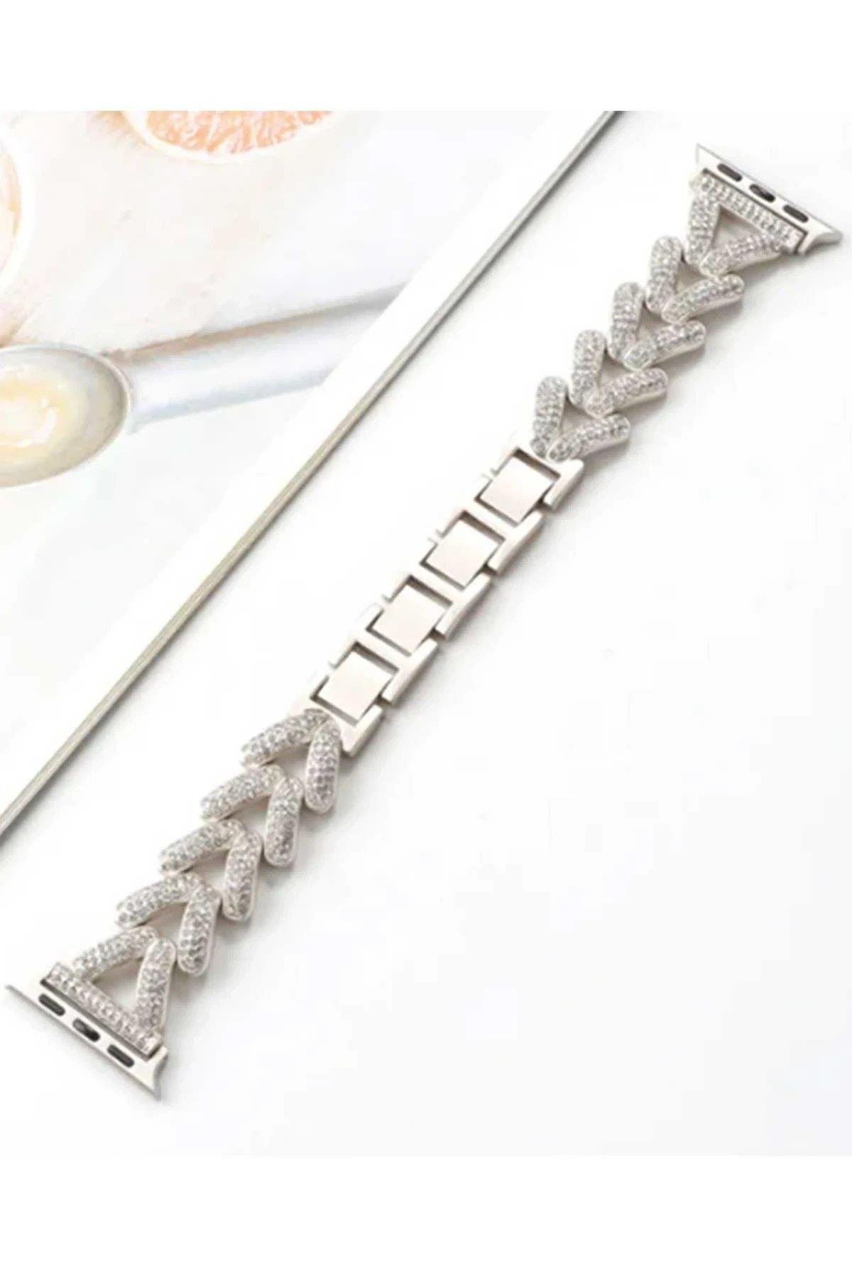 CPT05 Apple Watch 42mm Node Taşlı Kordon - Titanyum