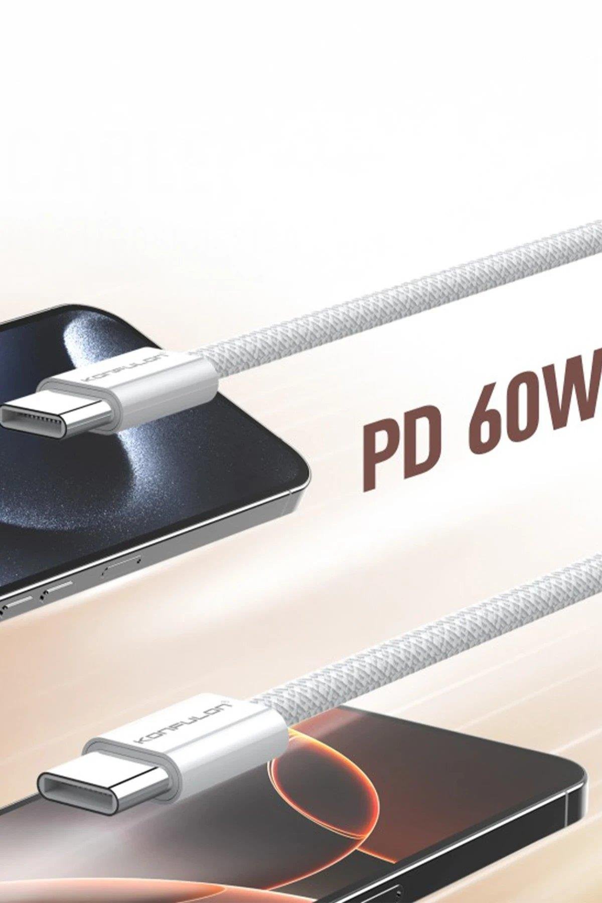 CPT05 DC82 1M 60W Type-C to Type-C PD Hızlı Şarj Kablo - Beyaz