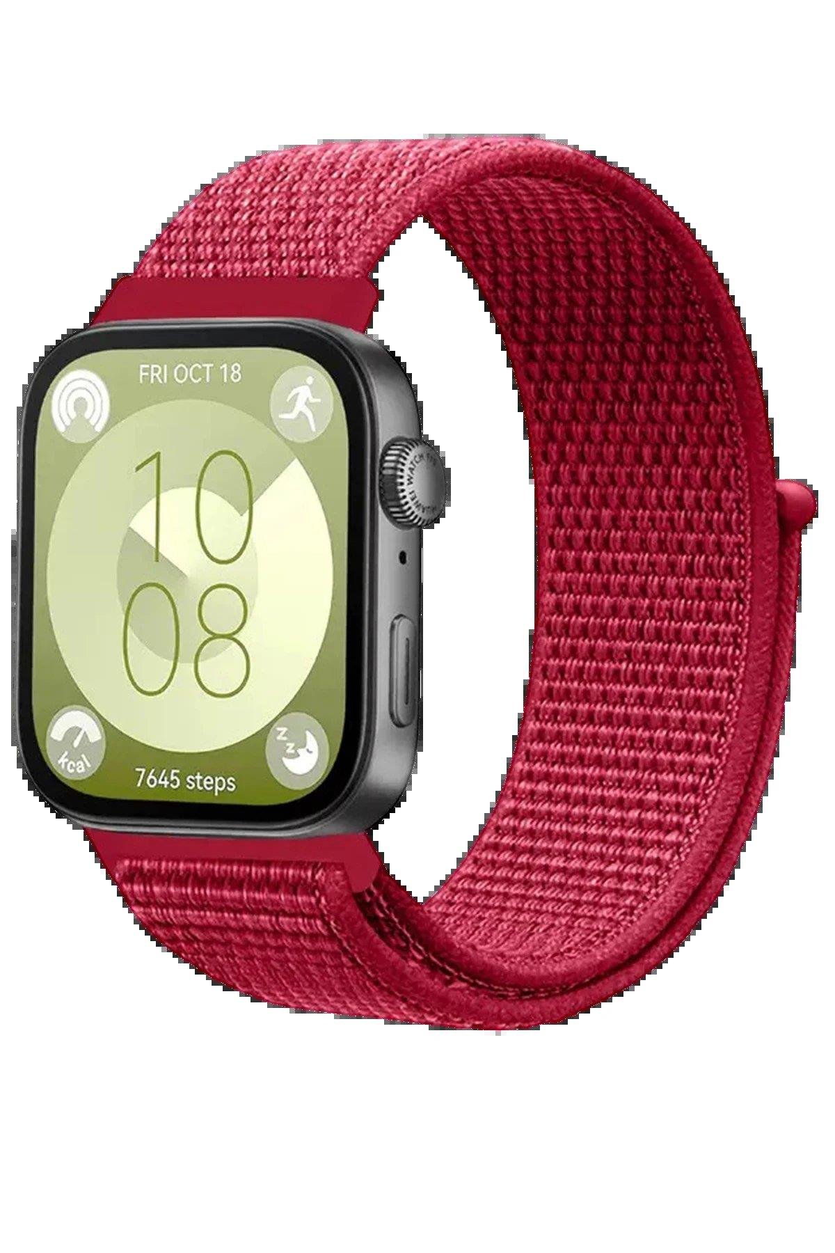 CPT05 Huawei Fit 4 Hasırlı Cırtcırtlı Kordon - Kırmızı