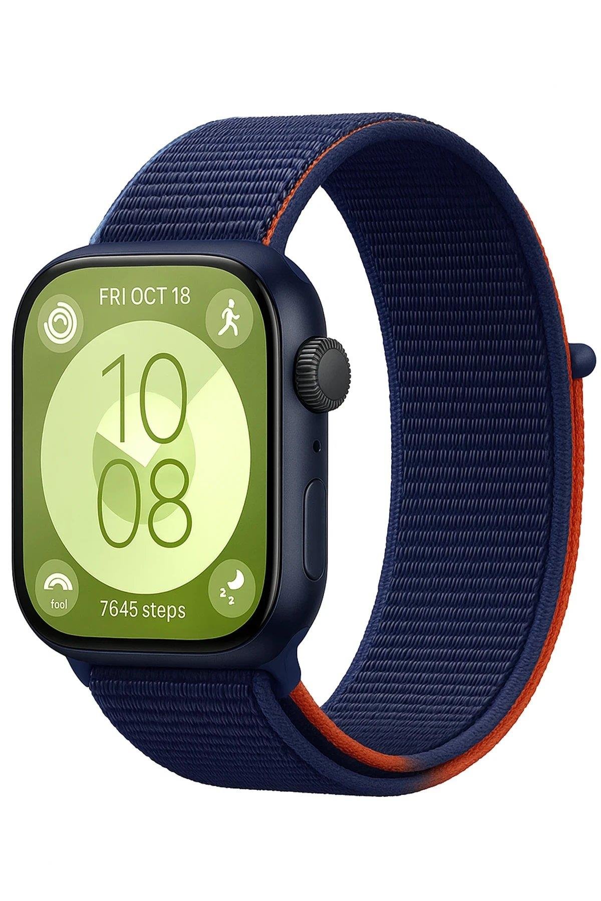 CPT05 Huawei Fit 4 Hasırlı Cırtcırtlı Kordon - Lacivert-Turuncu