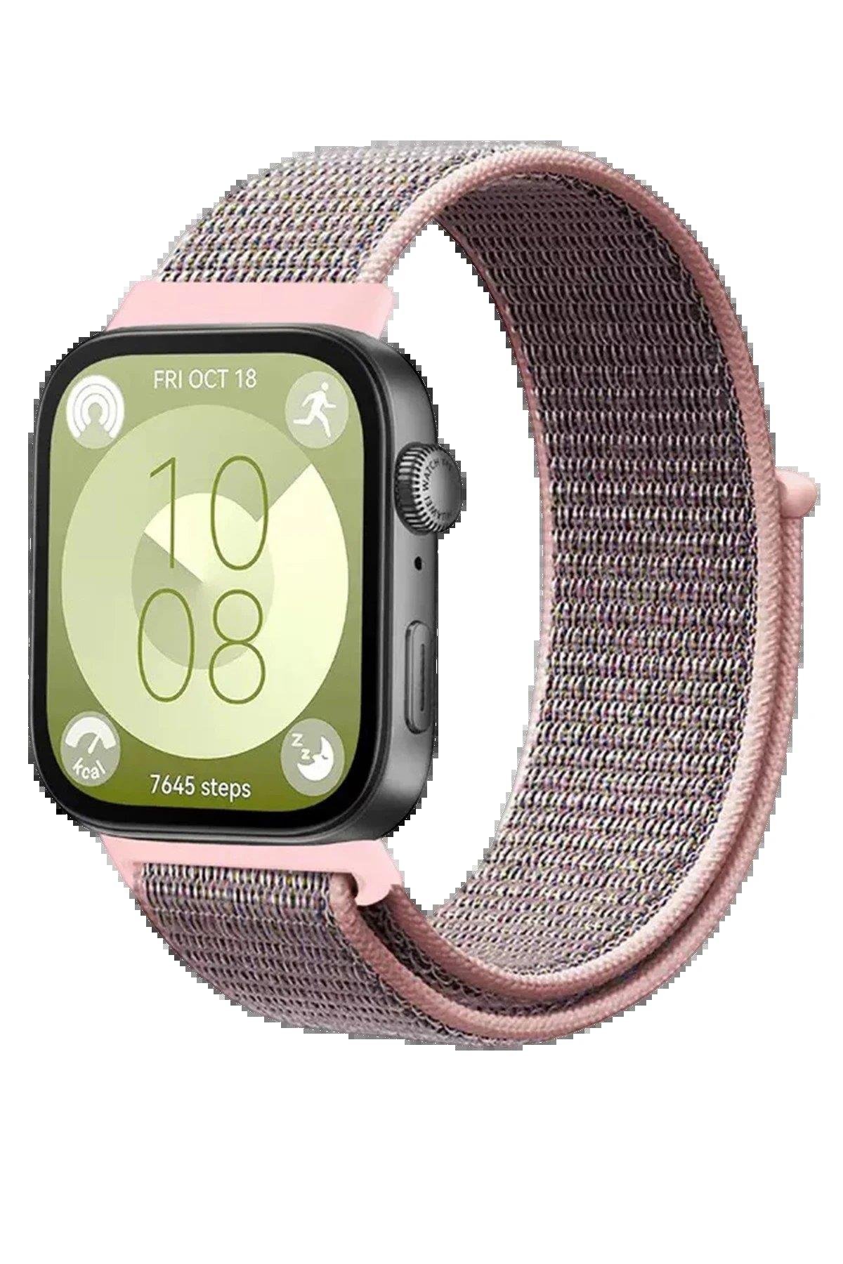 CPT05 Huawei Fit 4 Hasırlı Cırtcırtlı Kordon - Pembe