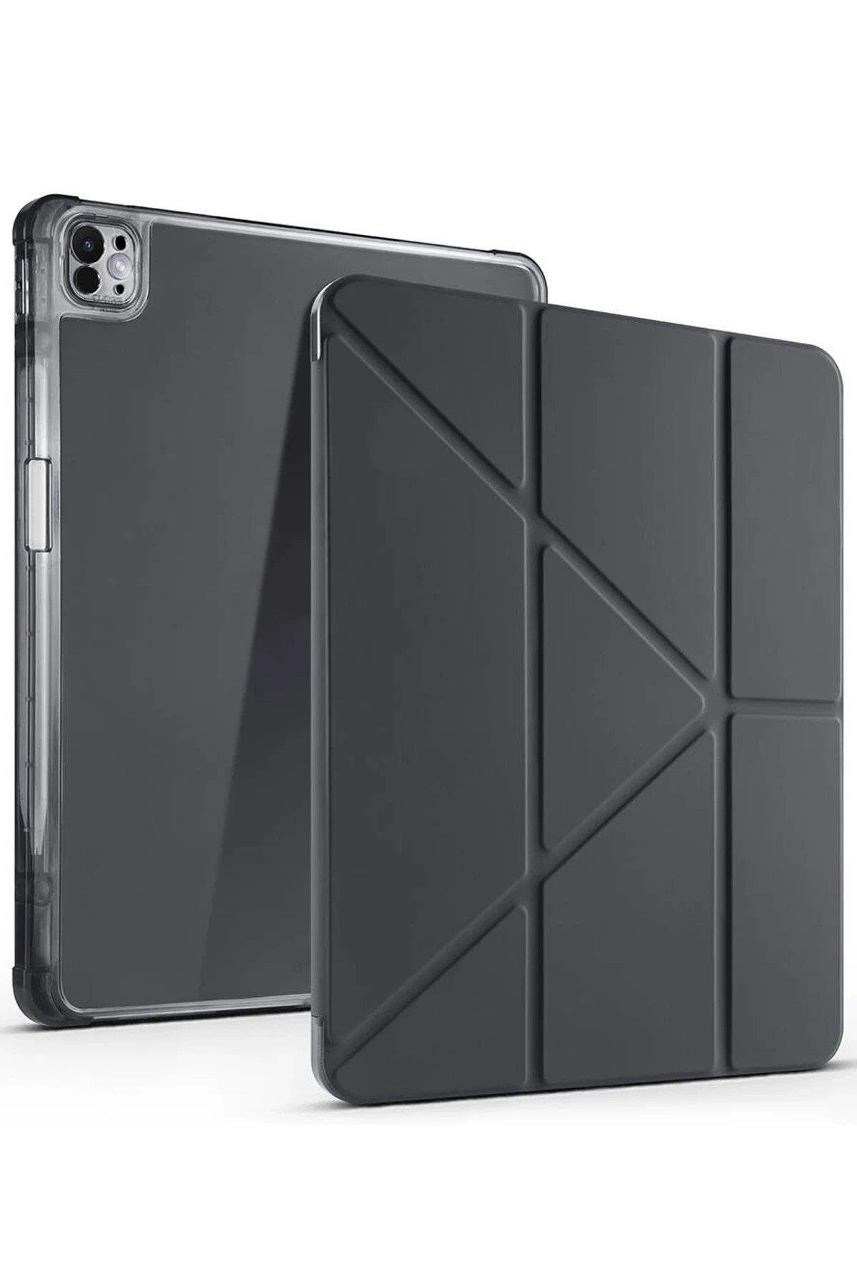 CPT05 iPad Air 13 (2024) Kılıf Kalemlikli Mars Tablet Kılıfı - Gri