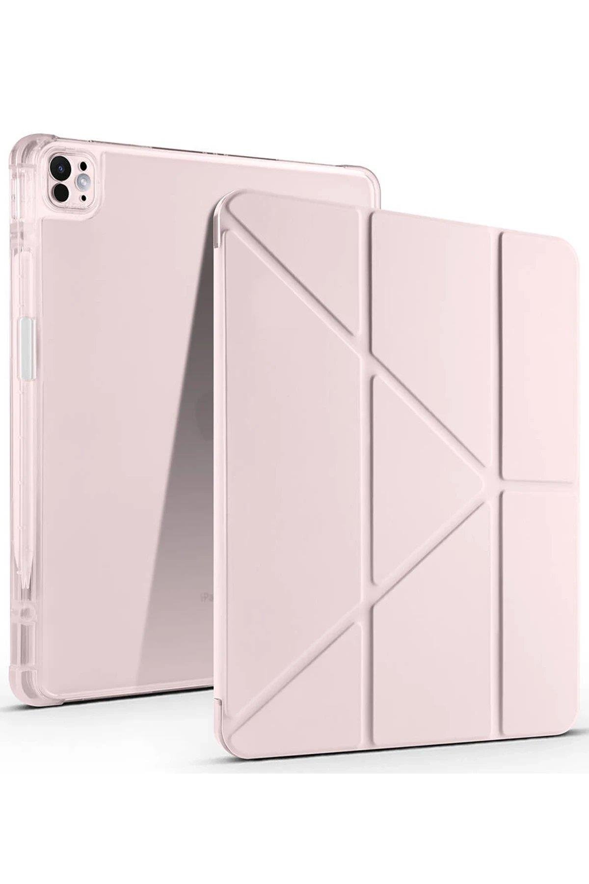 CPT05 iPad Air 13 (2024) Kılıf Kalemlikli Mars Tablet Kılıfı - Rose Gold