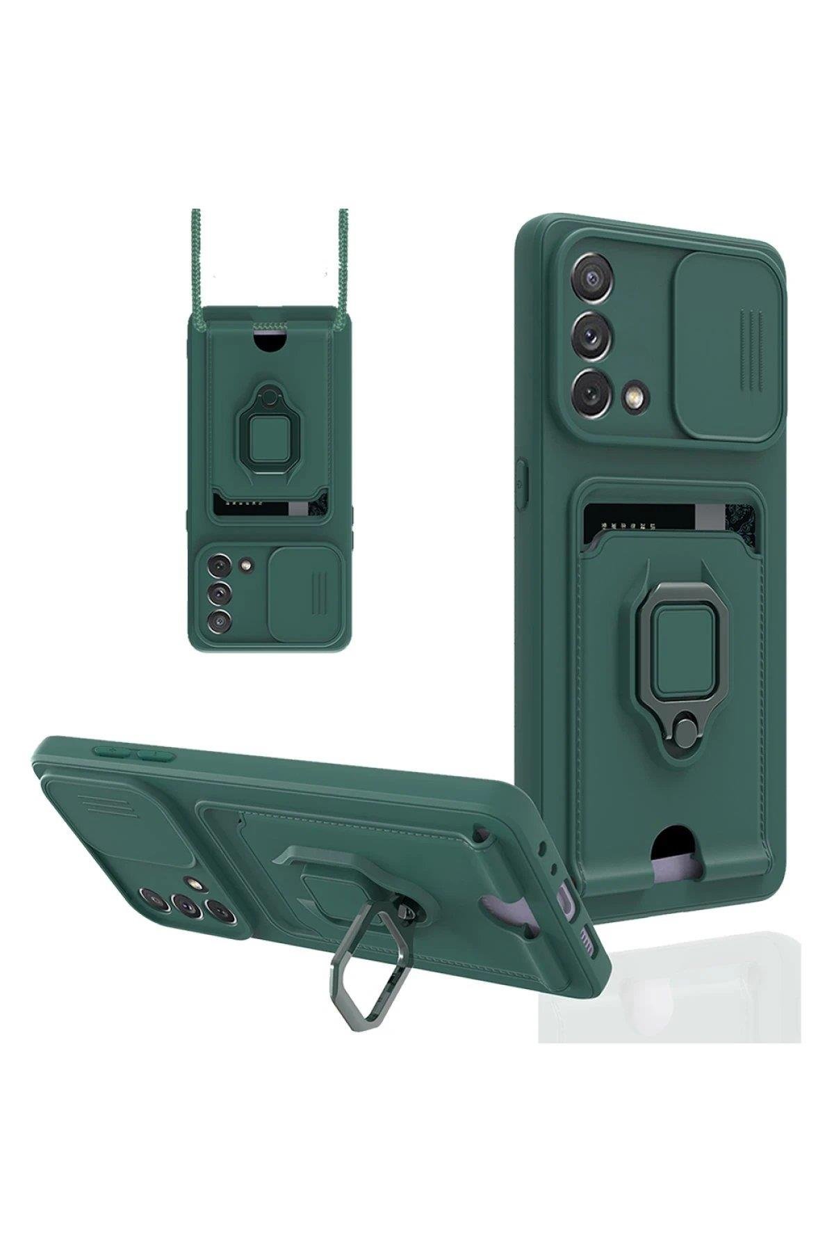 CPT05 Oppo A74 4G Kılıf Zuma Kartvizitli Yüzüklü Silikon - Yeşil