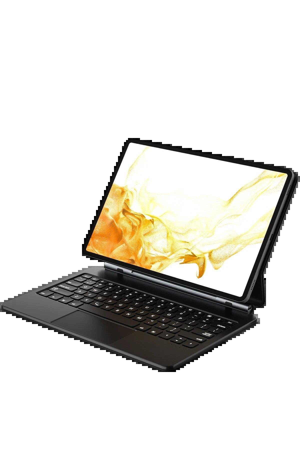 CPT05 Samsung Galaxy T737 Tab S7 FE 12.4 Kılıf Eternal Ledli Klavyeli Tablet Kılıfı - Siyah