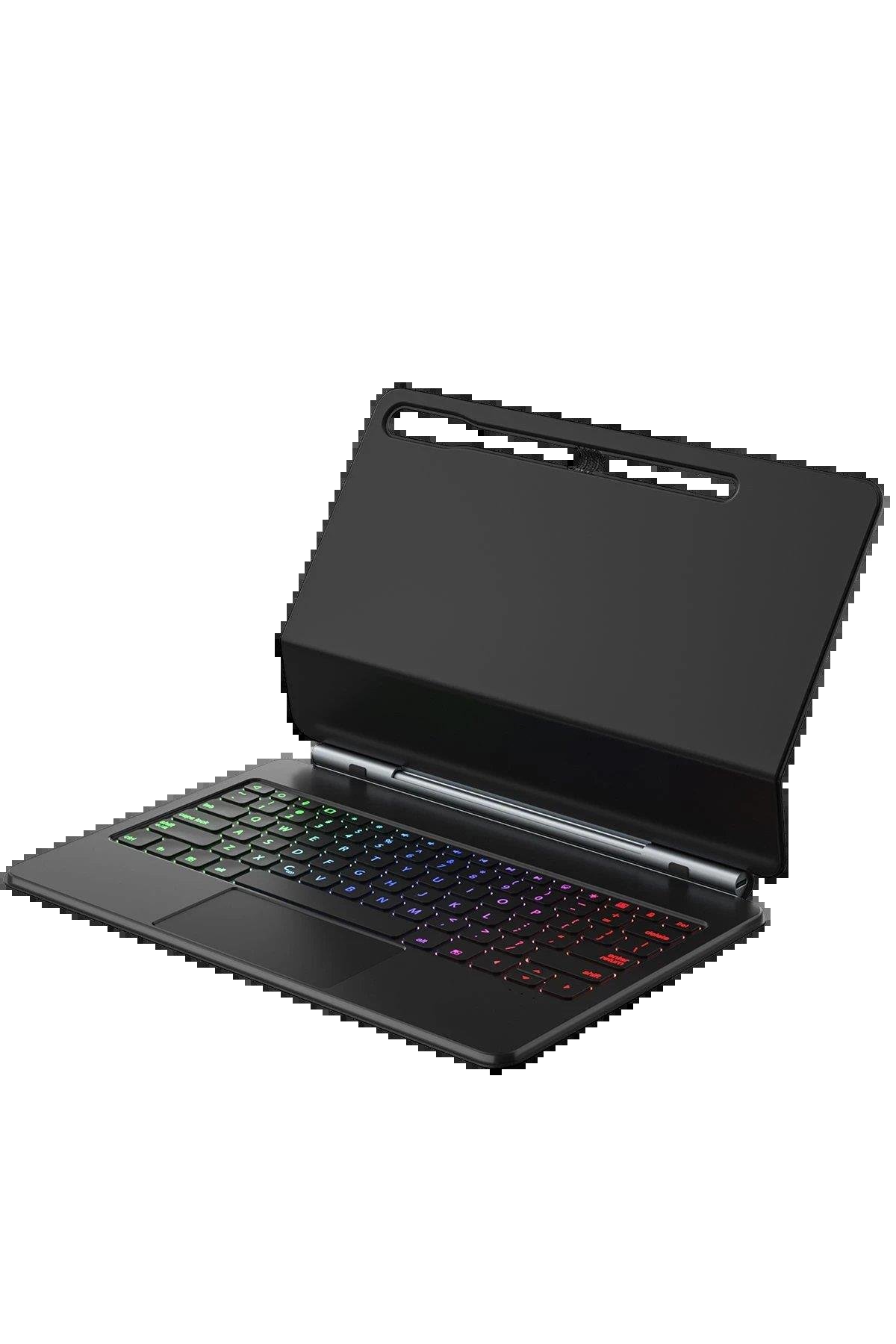 CPT05 Samsung Galaxy T737 Tab S7 FE 12.4 Kılıf Eternal Ledli Klavyeli Tablet Kılıfı - Siyah