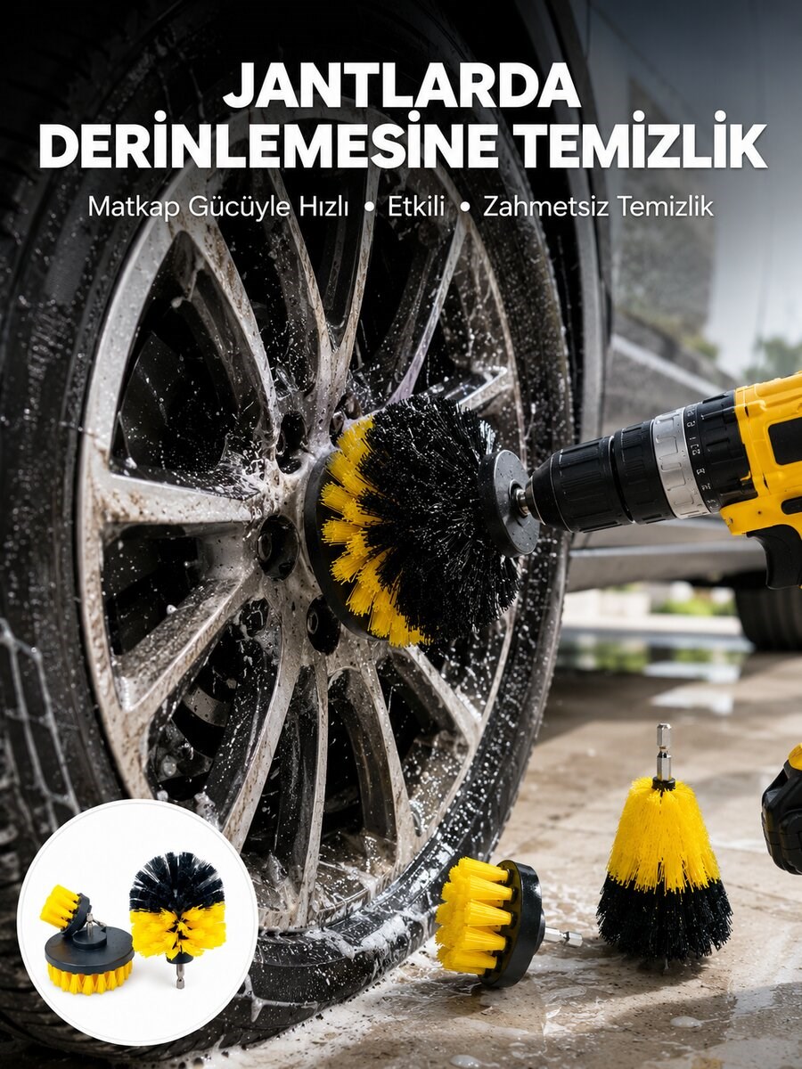 Derinlemesine Temizlik İçin Dayanıklı Kıllı Matkap Fırçası Başlığı