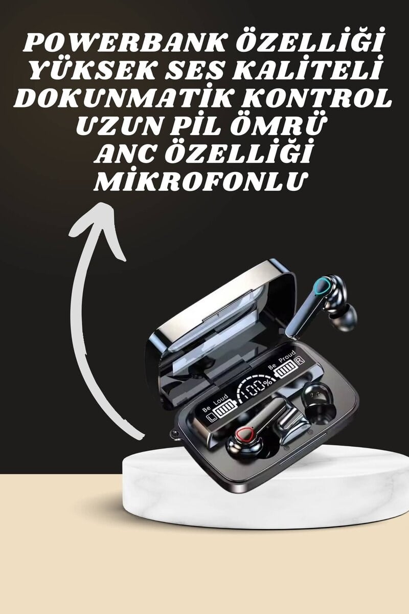 Dijital Göstergeli Powerbank Kulaklık ve 7 Kordonlu Yeni Nesil Akıllı Saat Amoled Ekran