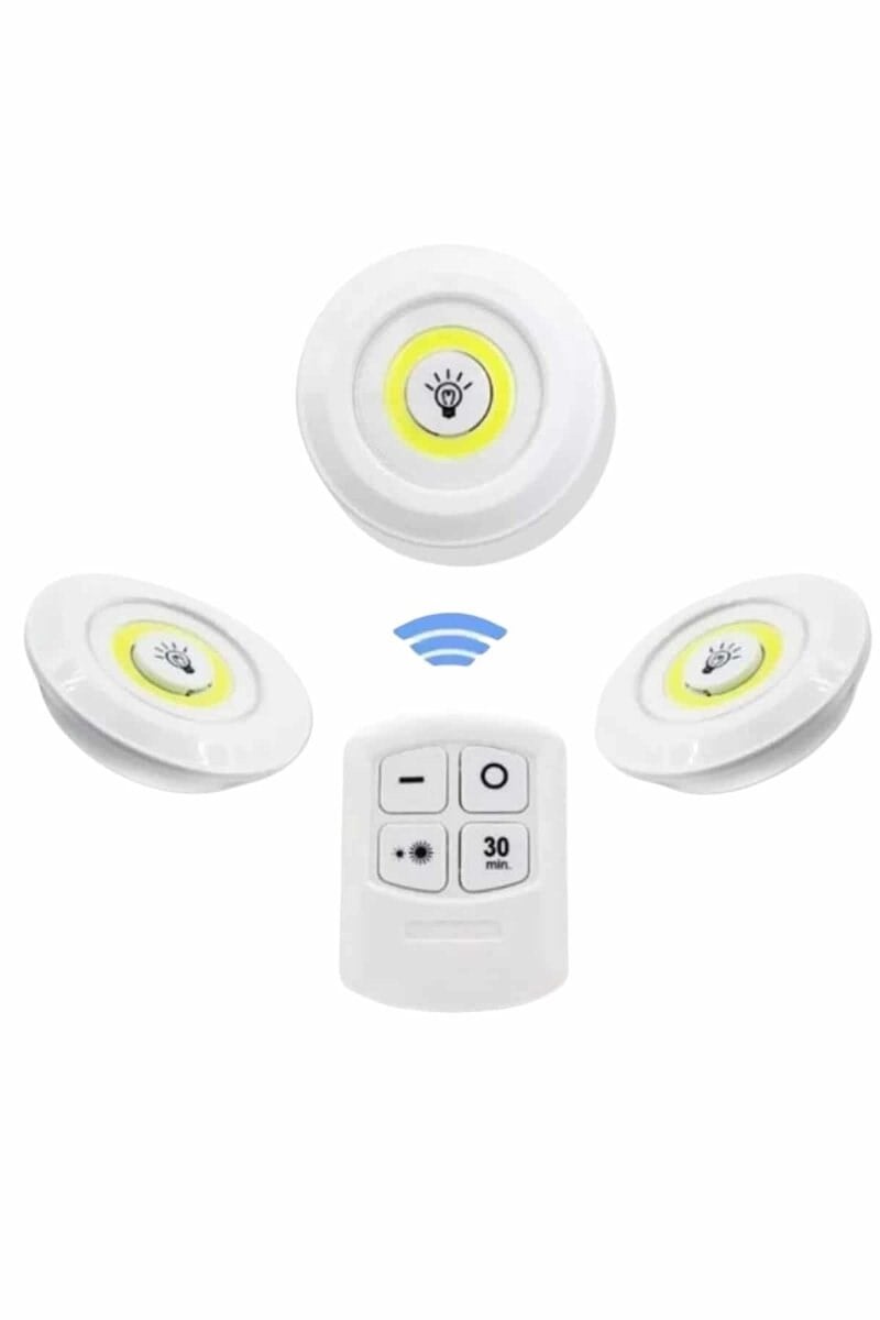 Dolap Işığı Mutfak Rafı Işığı Uzaktan Kumandalı 3 Lü Spot Led Lamba