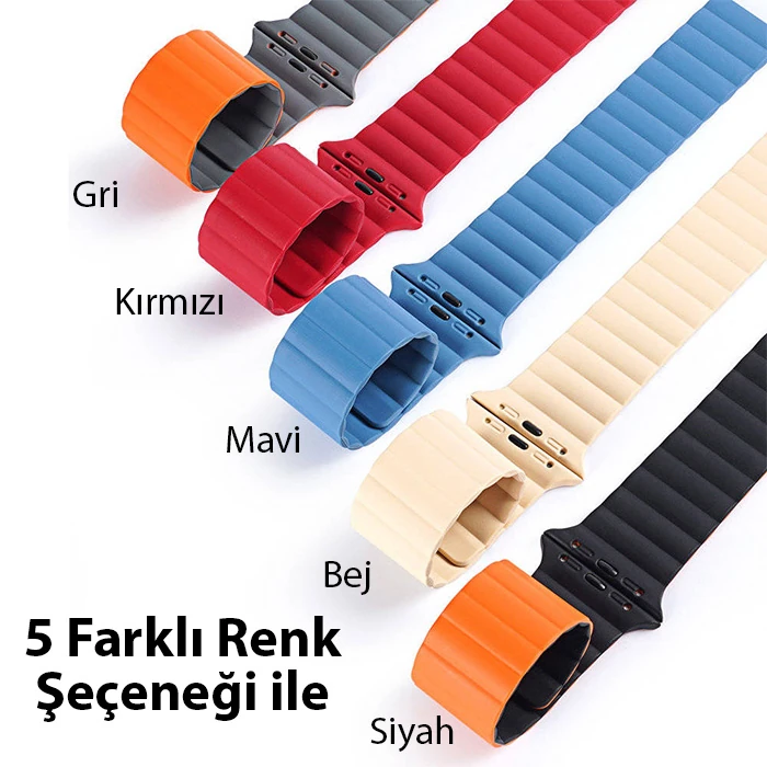 DUX DUCIS Apple Watch 38/40/41MM için Manyetik Zincir Versiyon PU Deri Kayış Kordon-(1903)