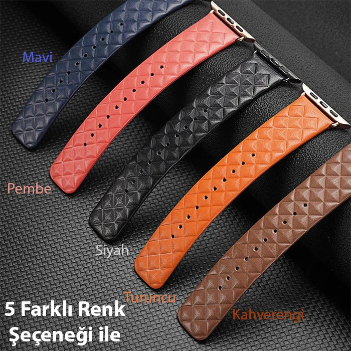 Dux Ducis Apple Watch 42/44/45MM için Enland Serisi Premium Deri Kayış Kordon-(1903)