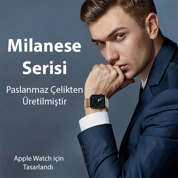 Dux Ducis Apple Watch 42/44/45MM için Milanese Premium Milano Loop Kayış Kordon-(1903)