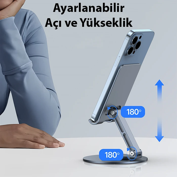 Dux Ducis ES Series Alüminyum Alaşımlı 360° Dönebilen Katlanır Telefon Standı-(1903)