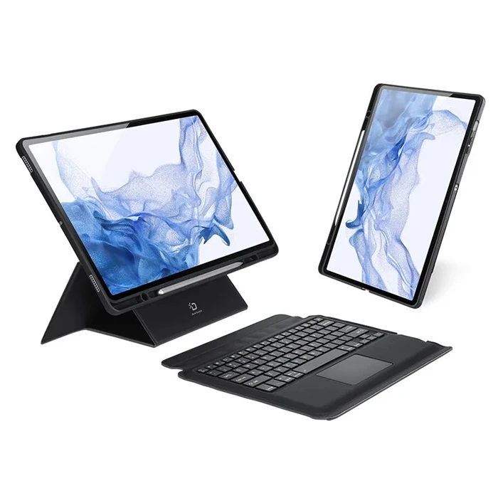 DUX DUCIS Galaxy Tab S8+ / S7+ / S7 FE İçin Ayrılabilir Bluetooth Klavye Touchpad PU Deri Kılıf-(1903)