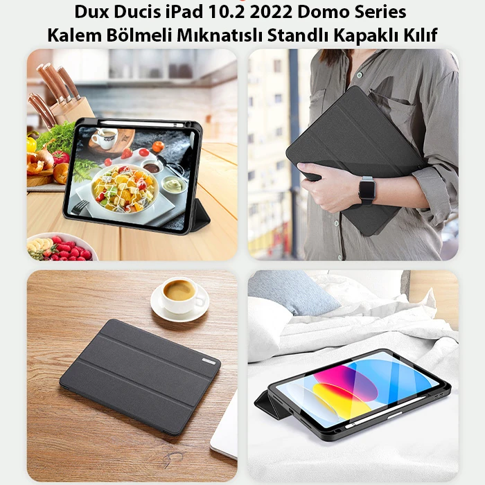 Dux Ducis iPad 10.9 2022 Kılıf Domo Series Kalem Bölmeli Mıknatıslı Standlı Kapaklı Kılıf-(1903)