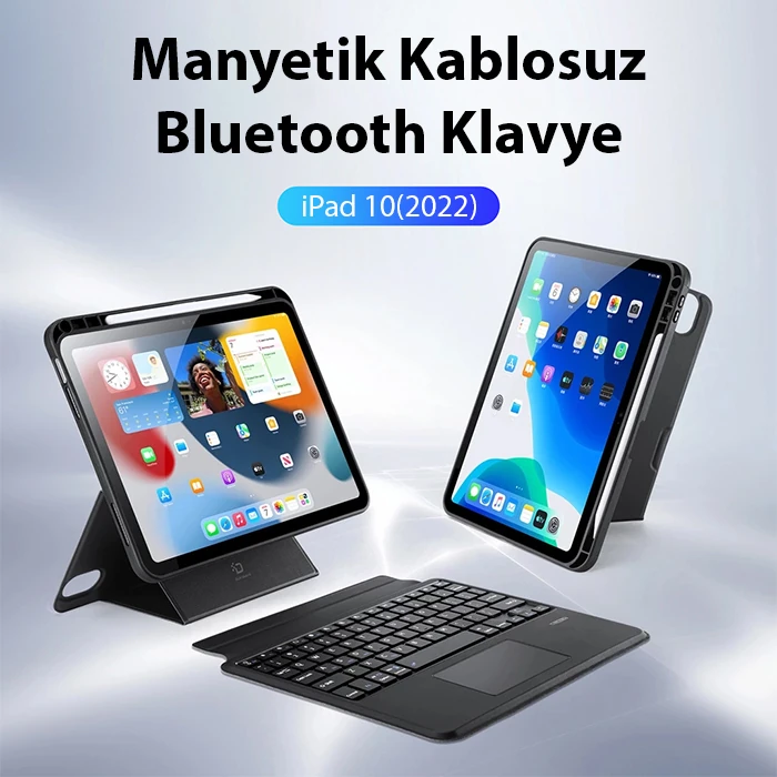 Dux Ducis iPad 10(2022) DK Series Kablosuz Bluetooth Klavye Touchpad Kılıf-(1903)
