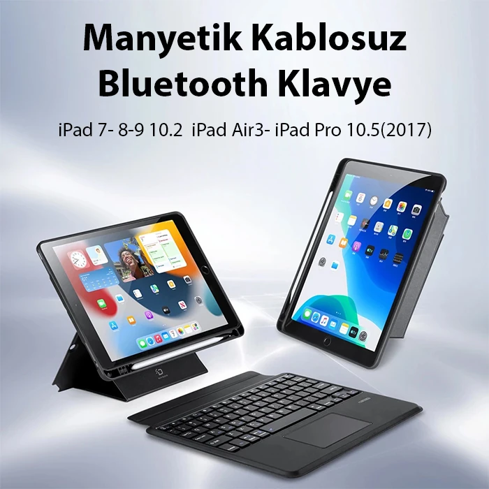 Dux Ducis iPad 7- 8-9 10.2  iPad Air3- iPad Pro 10.5(2017) DK Series Kablosuz Bluetooth Klavye-(1903)