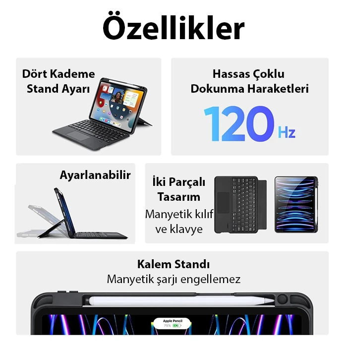 Dux Ducis iPad Air 4-5  iPad Pro 11  DK Series Kablosuz Bluetooth Klavye-(1903)