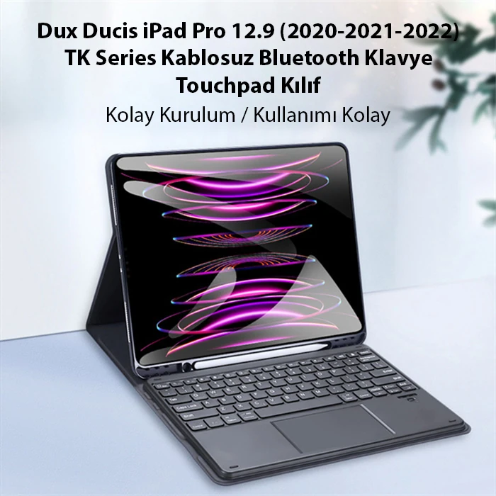 Dux Ducis iPad Pro 12.9 (2020/2021/2022) TK Series Kablosuz Bluetooth Klavye Touchpad Kılıf-(1903)