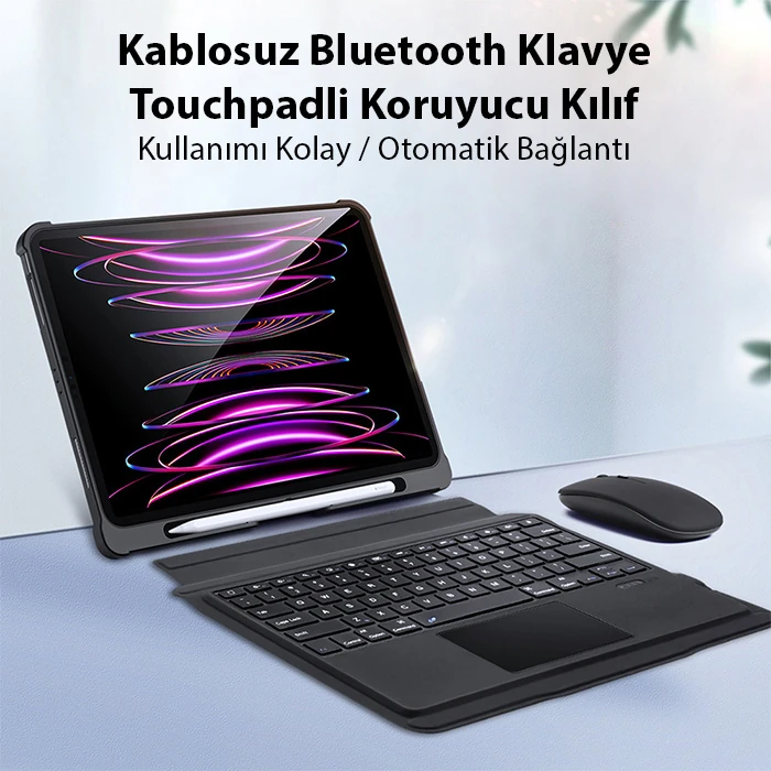 Dux Ducis iPad Pro 12.9 2022/2021/2020 SK Series Kablosuz Bluetooth Klavye Touchpad Kılıf-(1903)