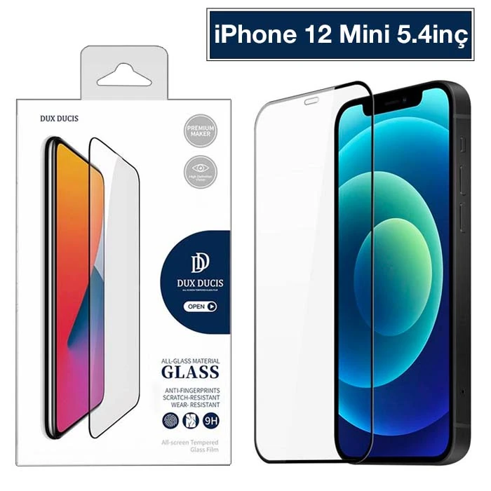 Dux Ducis iPhone 12 Mini 5.4 Tempered Cam Ekran Koruyucu 10D Full Kaplama-(1903)