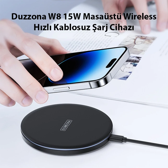 Duzzona W8 15W Masaüstü Wireless Hızlı Kablosuz Şarj Cihazı-(1903)
