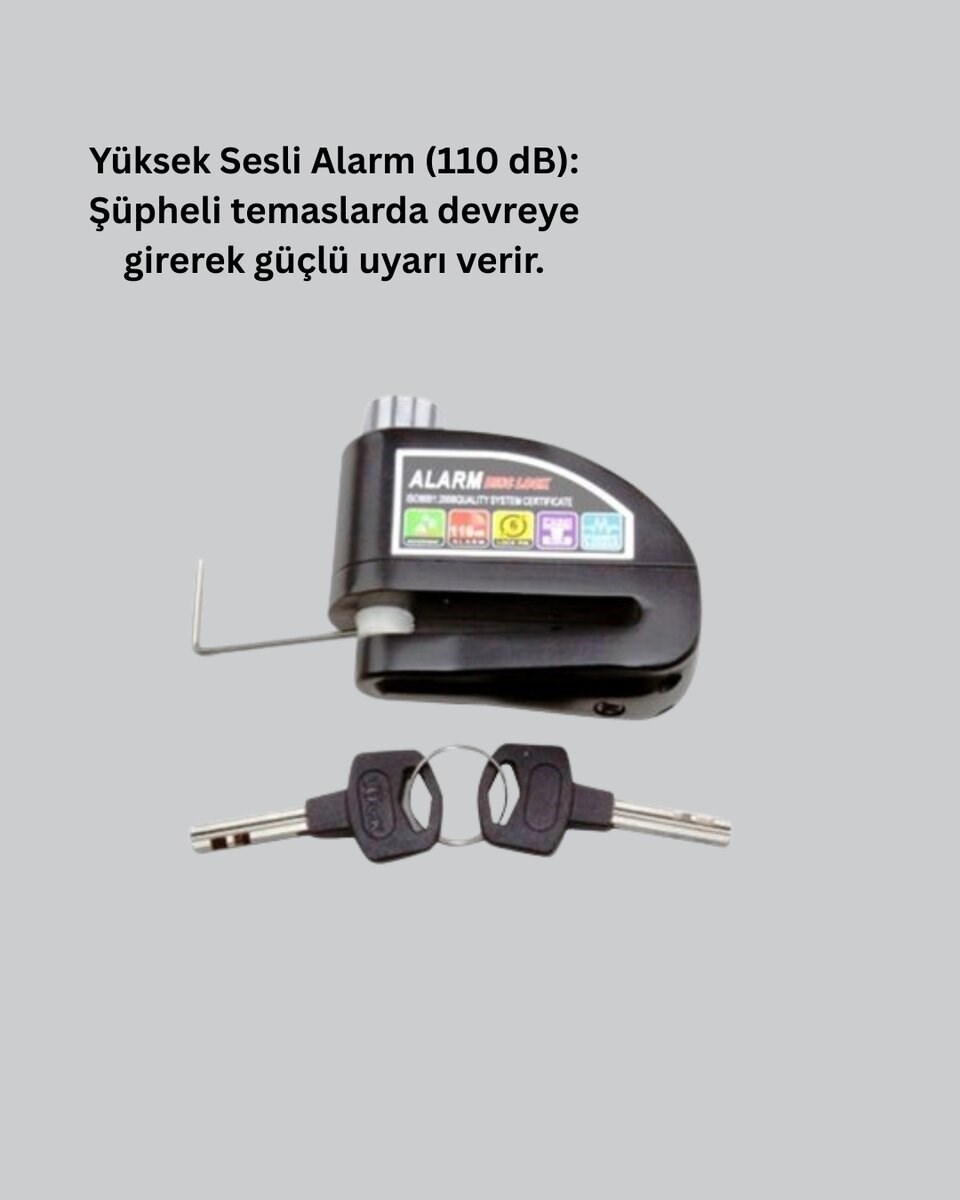 Ekonomik Alarm Disk Kilidi Motosiklet Scooter Bisiklet Güvenlik