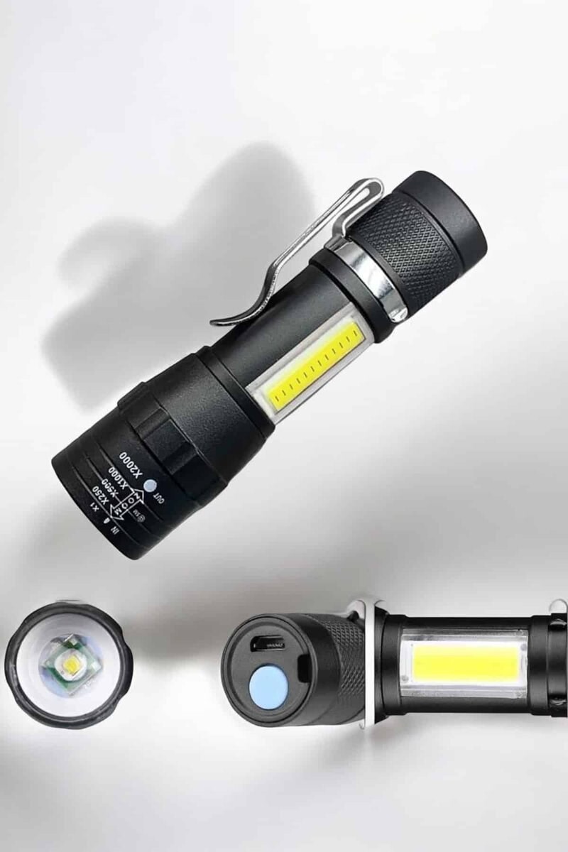 El Feneri Led USB Şarjlı Zoom Mini Led Işık Acil Durum Feneri
