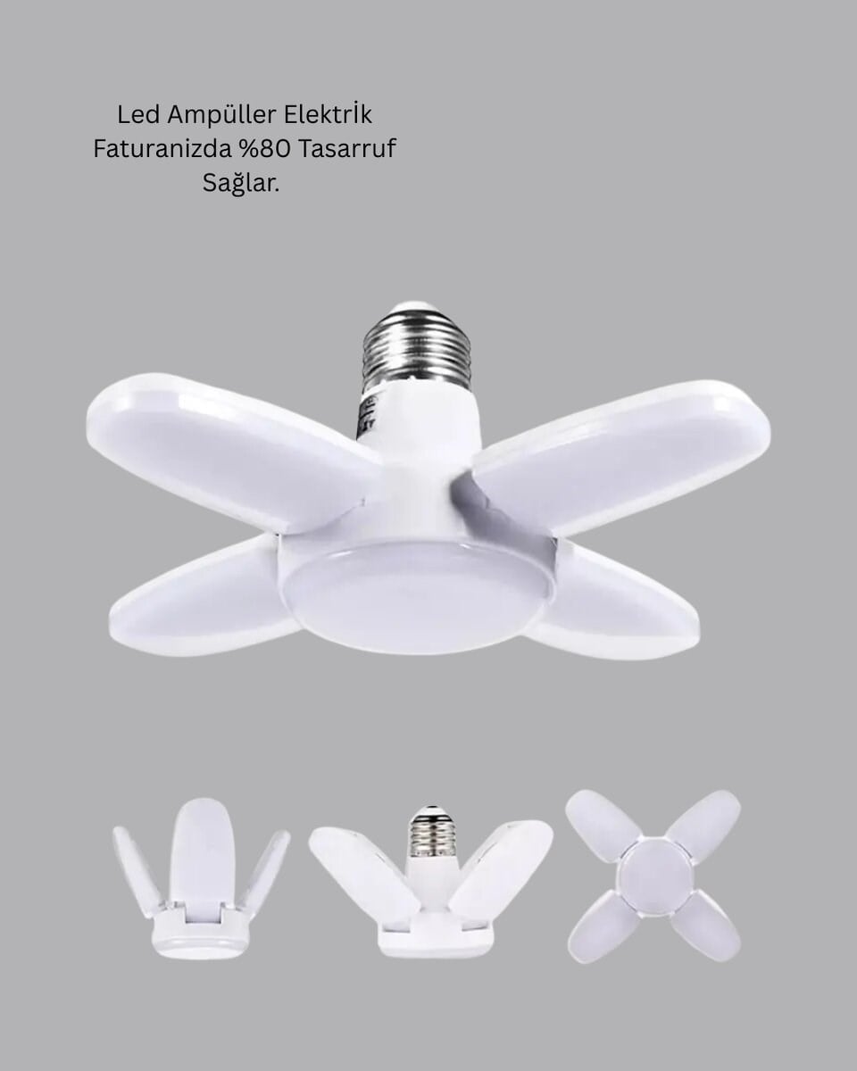 Enerji Tasarruflu LED Ampül 60 Watt 4 Kollu Beyaz Işık Yeni Nesil