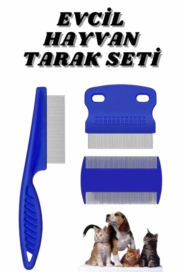 Evcil Hayvan Bit Tarağı Seti Paslanmaz Çelik Bıçaklı 4'lü Set