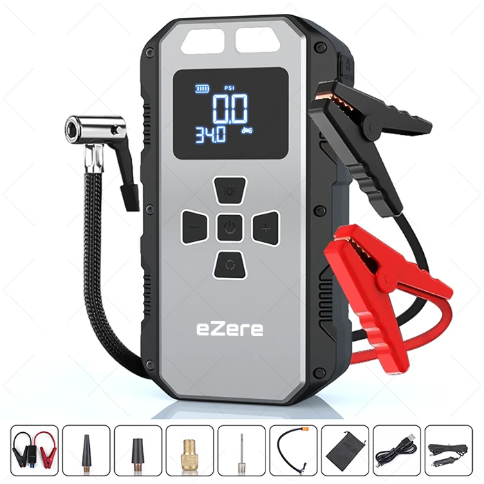 EZERE 4 in1 8000mAh Lastik Sisirme Pompası Ve Starter Akü Takviye Seti-(1903)