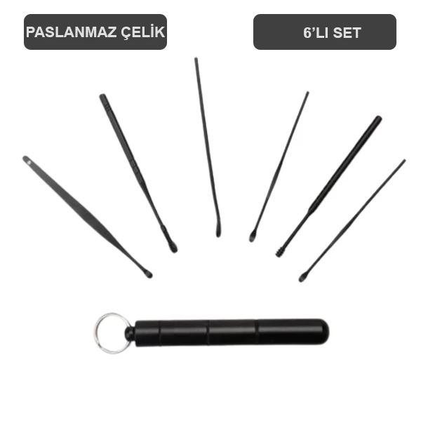 EZERE 6 Parça Spiral Kulak Temizleme Seti- Paslanmaz Çelik Temizleme Seti-(1903)