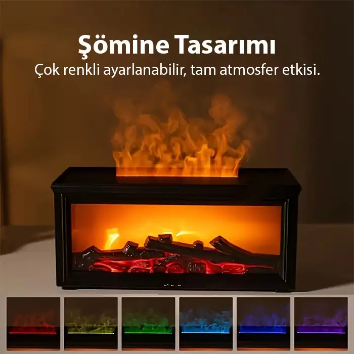 EZERE A4 Şömine Esintili Aromaterapi Difüzörü Ultrasonik Hava Nemlendici-(1903)