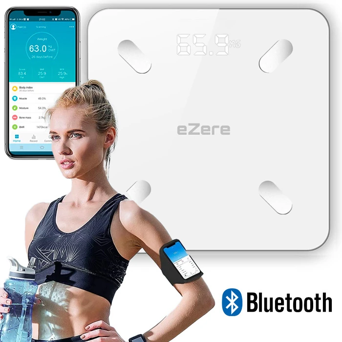 EZERE Body Composition Scale Yağ Ölçer Fonksiyonlu Akıllı Bluetooth Tartı Baskül-(1903)