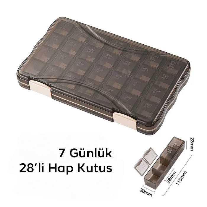 EZERE Haftalık Ilaç Kutusu | 7 Günlük | 28 Gözlü Haftalık Ilaç Kutusu-(1903)