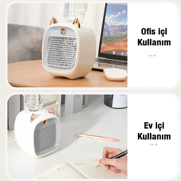EZERE Hava Nemlendiricili Masaüstü Fan Taşınabilir Mini Klima Soğutucu-(1903)